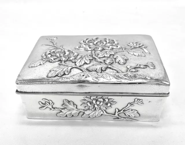 Chinese Export Sterling Silver Chrysanthemum Box