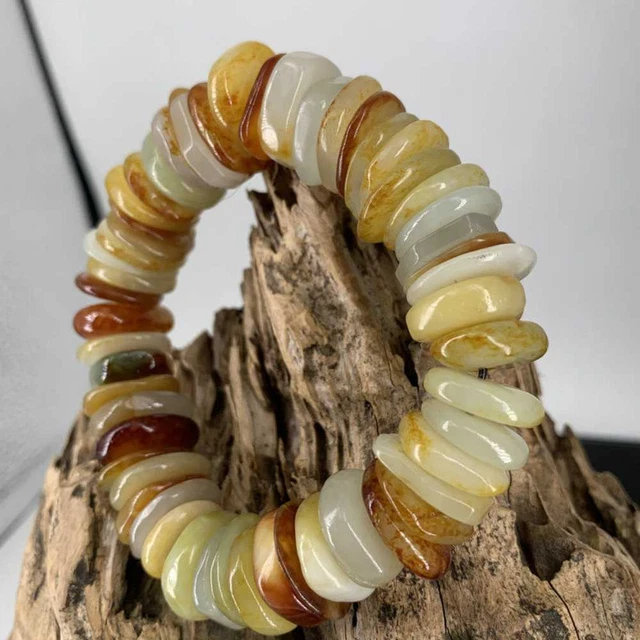 100% Natural HeTian Jade Abacus beads Prayer Lucky Bracelet Bless Gift Healing