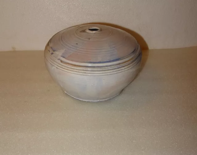 Vase Boule En Gres Vernisse. Signature Illisible A Identifier Par Specialiste