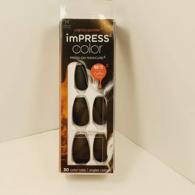 Kiss ImPress Color PressOn Manicure Nails Limited Edition 01X Dark Room MEDIUM