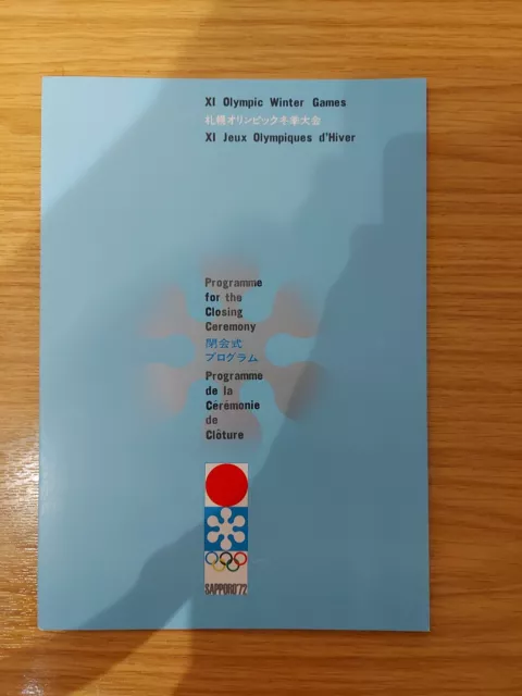 Official 1972 Sapporo Winter Olympics Closing Ceremony Programme