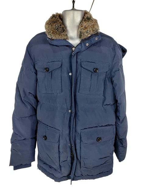 Giacca Parka Imbottita Con Cappuccio Da Uomo Tommy Hilfiger Taglia Large Blu Navy