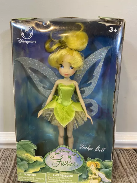 Disney Store Fairy Tinker Bell Doll 10" Flutter Wings Fairies Tinkerbell~NEW