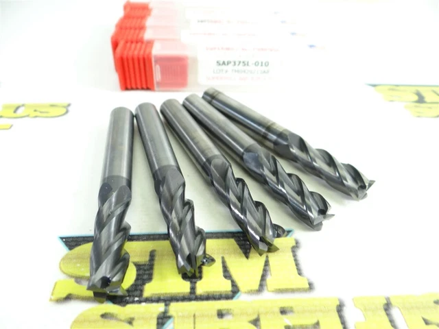 5 Supermill Solid Carbide 4Fl Long Length C. Radius End Mills .3725" X .010"R