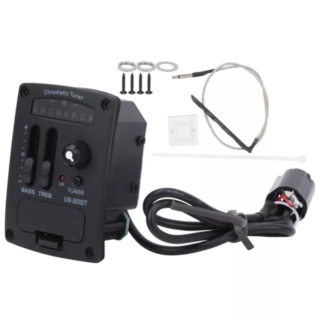 UK300 Ukulele 2‑Band EQ Pickup Tuner Preamp Piezo Equalizer With Washer Black