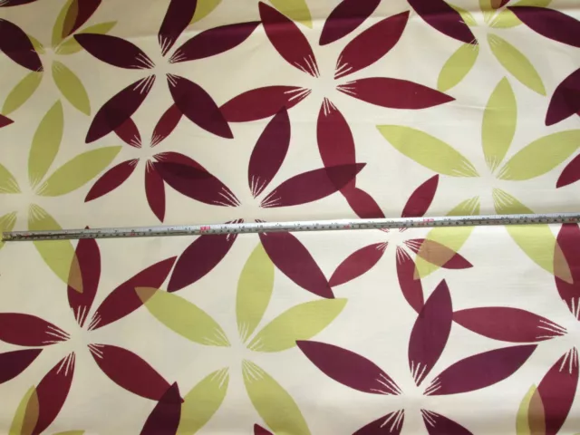 'Clematis' Lime & Wine Leaf John Lewis UK 100% Cotton Furnishing Fabric, 2.6+ mt