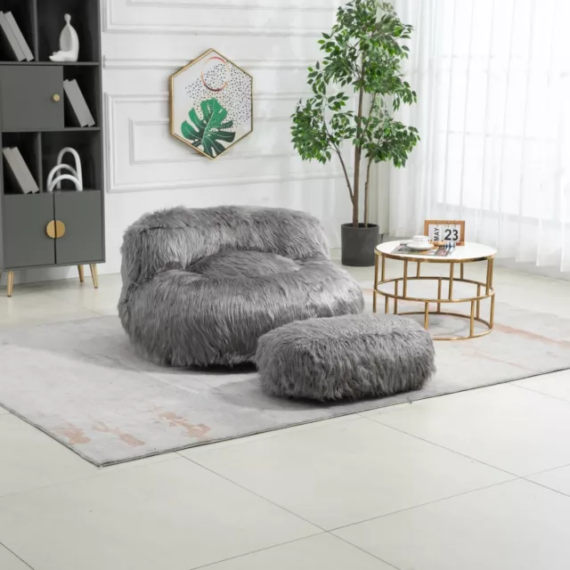 COOLMORE BEAN BAG Chair Faux Fur Lazy Sofa/Footstool Durable Comfort ...