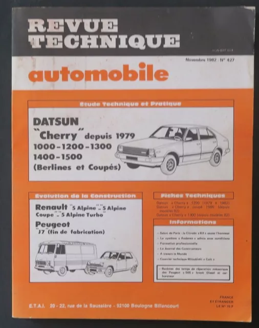 Revue Technique Automobile Rta 427 Datsun Cherry Renault 5 Alpine