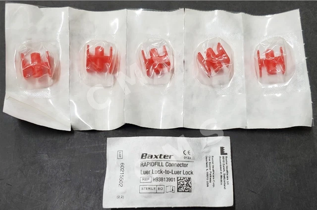 BAXA BAXTER RAPIDFILL Luer Lock To Leur Lock Connector Red Adapter 5 ...
