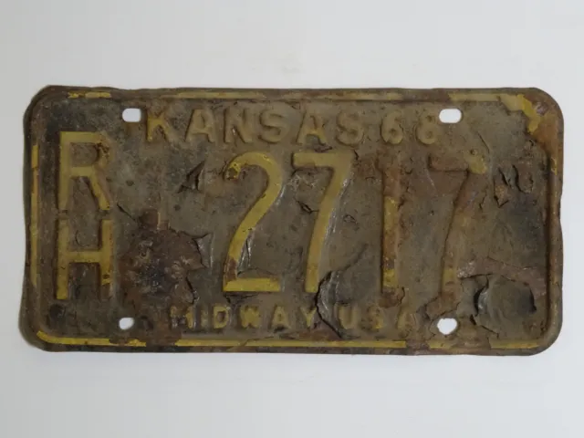 1968 Kansas RH 2717 MIDWAY USA License Plate / American Number Plate