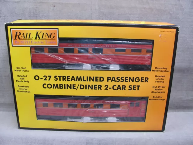 MTH Rail King O Gauge 30-6064 Southern Pacific Combine / Diner 2 Car Set Boxed!