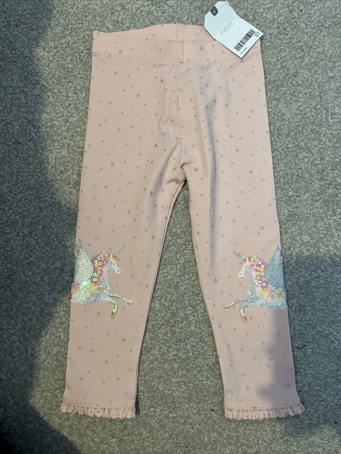 Next baby girls pink unicorn silver leggings 18-24 months BNWT