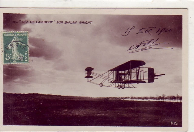 CPA 91 AVIATION Essonne JUVISY Le COMTE DE LAMBERT SUR BIPLAN WRIGHT 1910