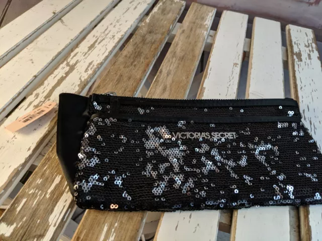 Victorias Secret purse handbag bag mini clutch wristlet sequin evening bling blk