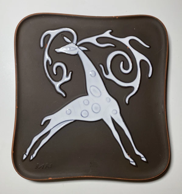 KNABSTRUP Denmark Piotr Labuzek Baro Hanging Tile Deer Antelope Stag 7x7”