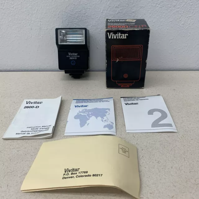 Vivitar Auto Thyristor 2600D Mount Flash For 35mm Canon Nikon Ricoh Film Camera