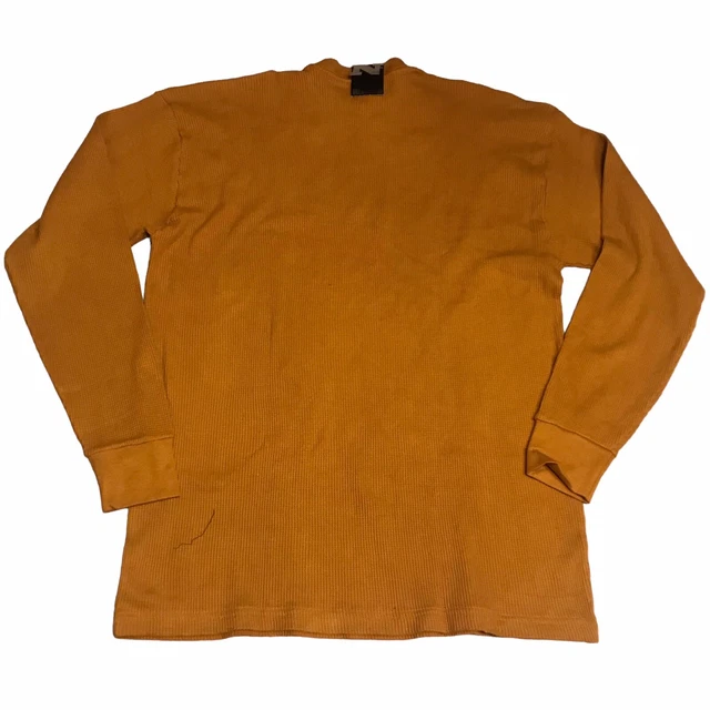 Net USA Men 4X Thermal Tee Shirt Yellow 100% Cotton Crew Neck Long Sleeve Sz 4X
