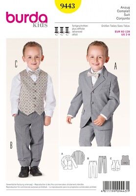 BURDA Childrens Sewing Pattern 9443 Pantaloni, giacca e Panciotto Suit (Bur.