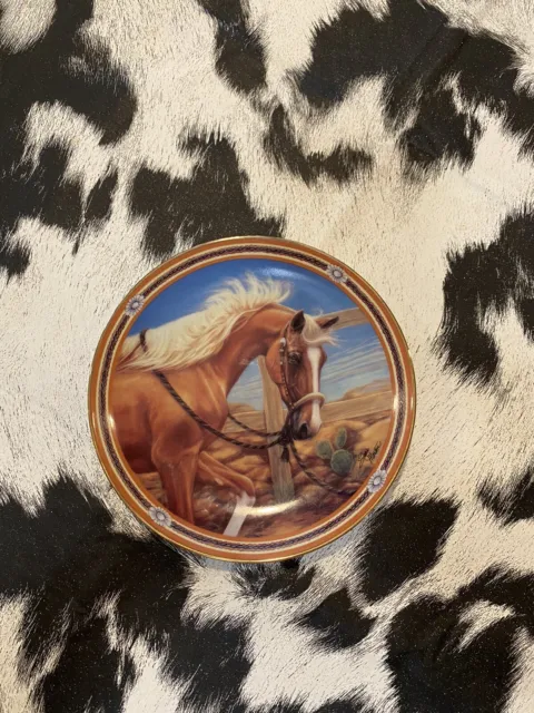Susie Morton ON THE RANGE GOLDEN TREASURE Porcelain Collector Horse Plate 8" Dia
