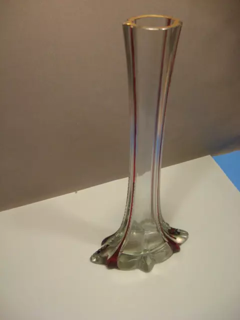 Glas Kunst Jugendstil Schliersee Vase um 1910 mit Bodenschliff 2 Farbig Bayern 2