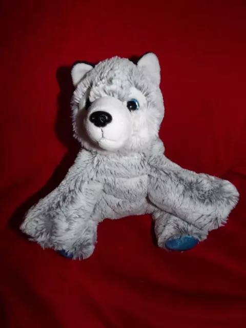 Doudou Creations Dani Peluche Chien Husky Gris Blanc Pattes Bleues Neuf