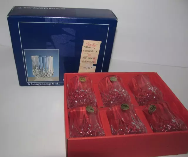 Cristal D'Arques Longchamp 6 Shot Glasses 24% Lead Crystal in Original Box