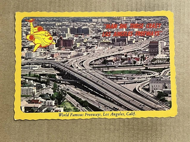 Postcard Los Angeles CA Aerial View Harbor - Santa Monica Freeway Interchange