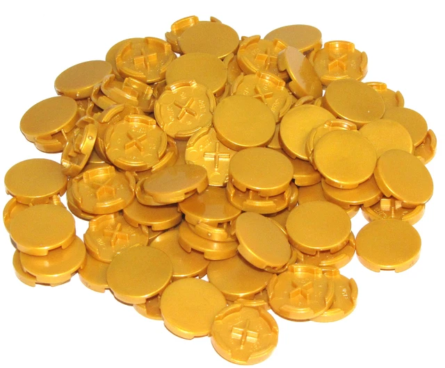 Lego Lot De 100 Neuf Perle Doré Tuiles Rond 2 x 2 Bas Clou Support Lisse Plat