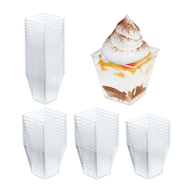 Coupelles à Dessert En Plastique Réutilisables Transparentes