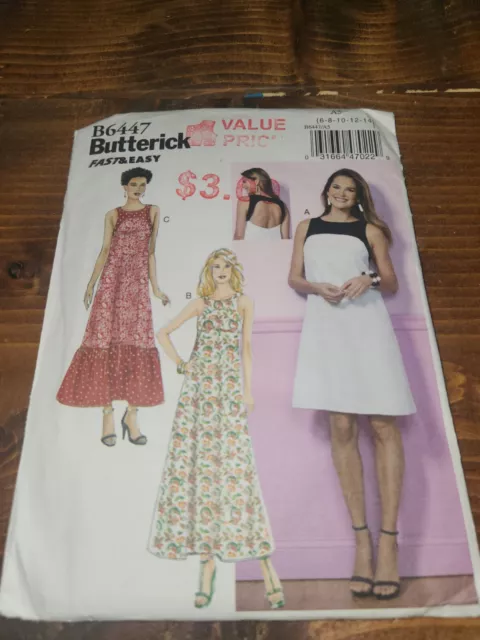 Butterick Sewing Pattern 6447 Misses Dress Size 6-14 UC FF