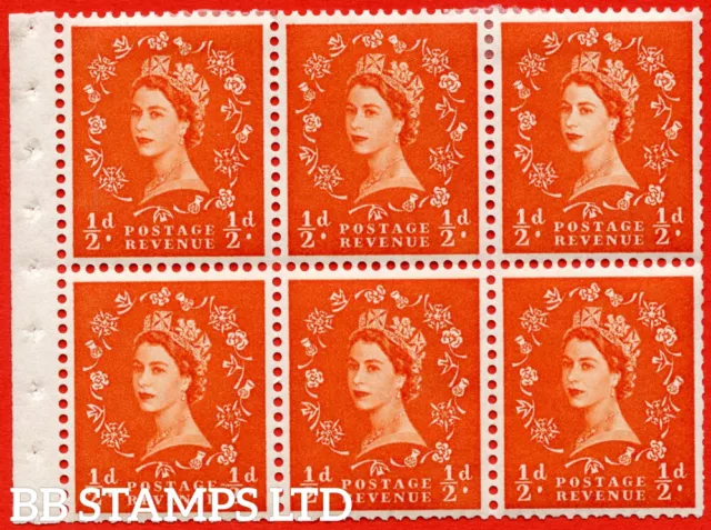SG. 570. SB7d. ½d Orange - Red. A mounted mint booklet pane of 6 with th B68014