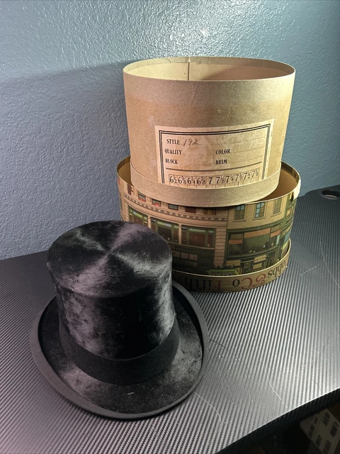 1920's Black Top Hat Satchell and Son Hatters of London 48 Lord street Liverpool