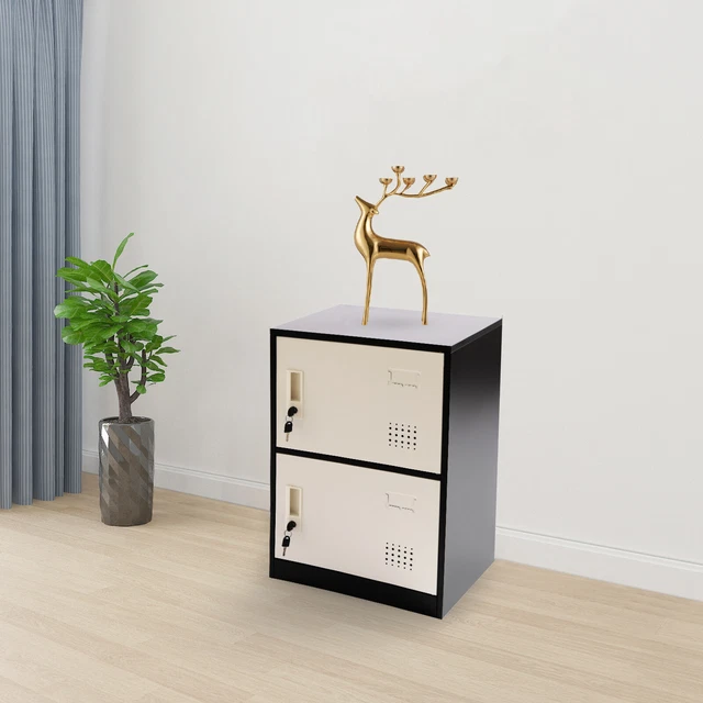 2 DOOR VERTICAL Stackable Storage W/ Lock School Metal Locker