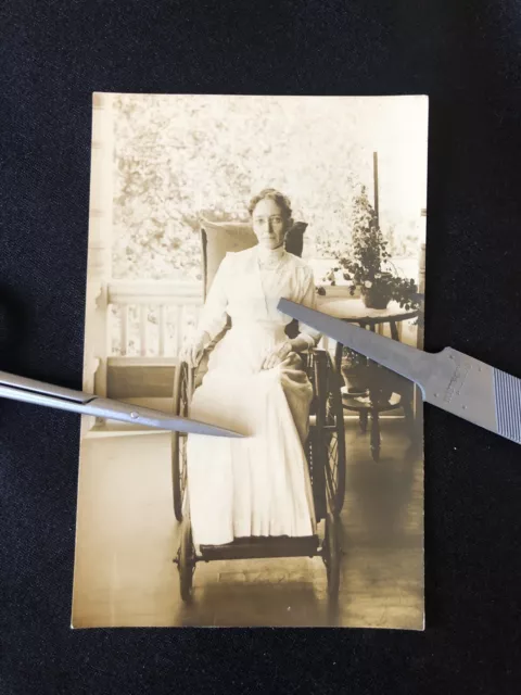 Antique 1910s Handicapped Lady Wheelchair Real Photo Postcard New Brunswick NJ