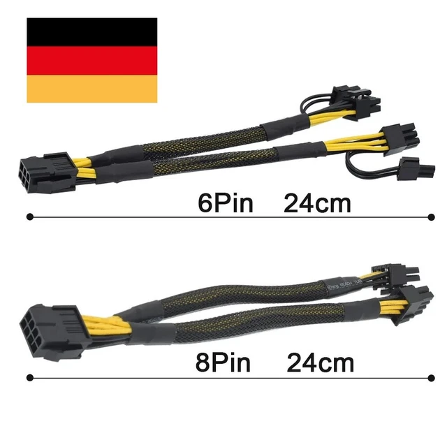 PCIE ADAPTER GRAFIKKARTEN Stromkabel 6 Pin oder 8 Pin Buchse zu 2x 8