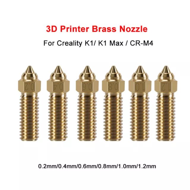 For Creality K1/K1 Max/CR-M4 Brass Nozzle 3D Printer 0.2-1.2mm 1.75mm Filament