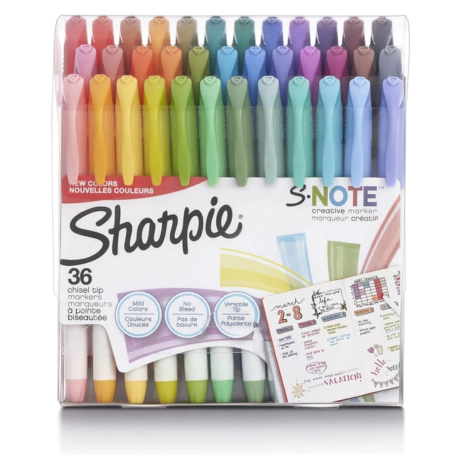 S-Note Creative Markers, Highlighters, Assorted Colors, Chisel Tip, 3...