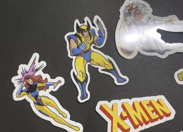 Lote De 7 X-Men Juego De Pegatinas Marvel Wolverine Serie Animada Años 90 Cómics Uncanny 3