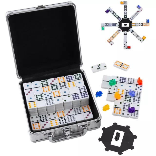 Homwom Double 12 Colored Dot Dominoes Mexican Train Game Set, 91 Tiles Dot Do...