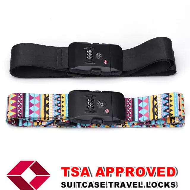 200cm Adjustable Travel Suitcase Belt w/TSA Lock, Luggage Strap, [Top Quality]