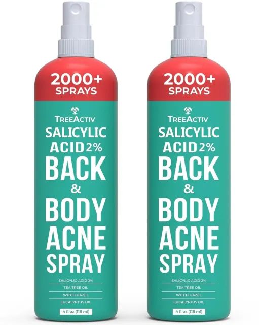 NUEVO Treeactiv Ácido salicílico 2% Espalda y Cuerpo Tratamiento del Acné Spray 4 fl oz SELLADO