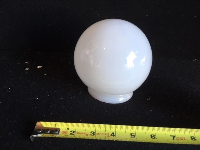 A8989 Vintage 4" White Ball Glass Student Kerosene Oil Lamp Shade 3" Fitter