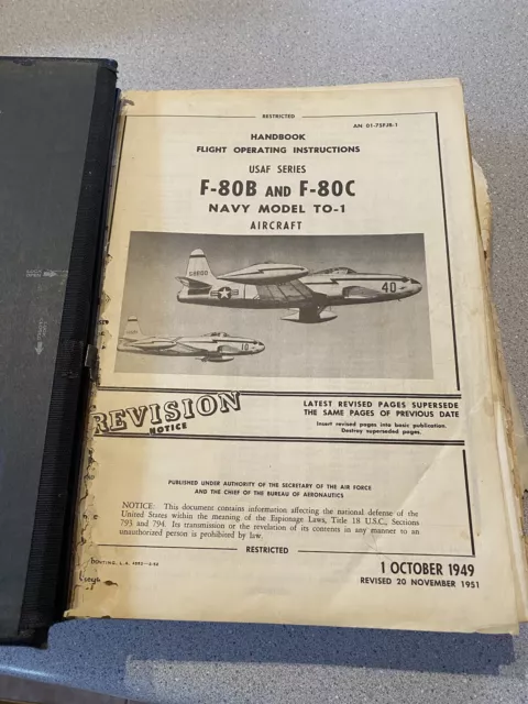 Army Air Force Navy  Fighter Jet Plane Manual F-80B F-80C 800+pgs Shooting Star