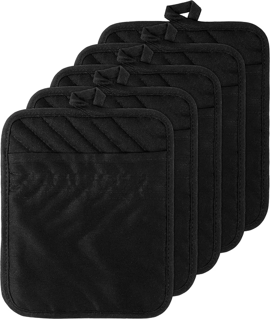 Paquete de 5 soportes para ollas de bolsillo de algodón cocina resistente al calor lavado a máquina