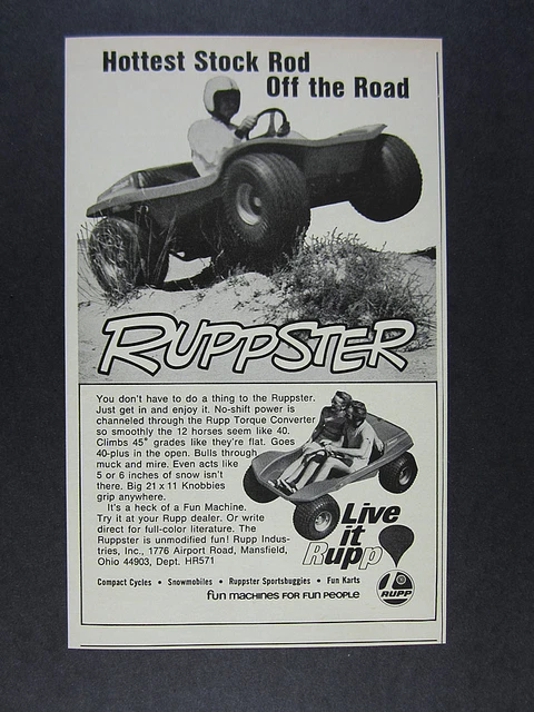 1971 RUPP RUPPSTER Dune Buggy photo vintage print Ad 7.86