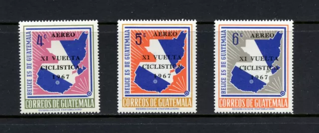 R3581 Guatemala 1968 Cyclisme Course Surimprimées 3v. Mlh