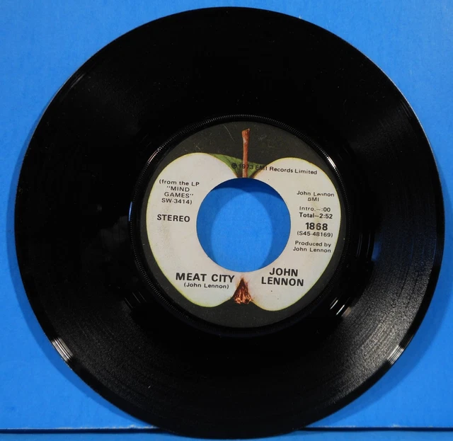 &JUEGOS MIND JOHN Lennon Meat City 7" 1973 Original Manzana ¡Buen