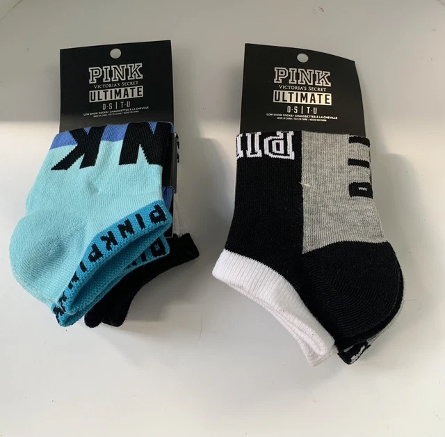 Victoria's Secret PINK SOCKS LOW SHOW SOCK  Blue  Gray 4 Pairs NWT
