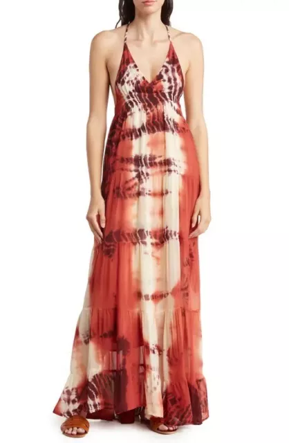 Raga Anthropologie Womens Sz Small Ravi Maxi Dress Halter Tie Dye NWOT Flaw