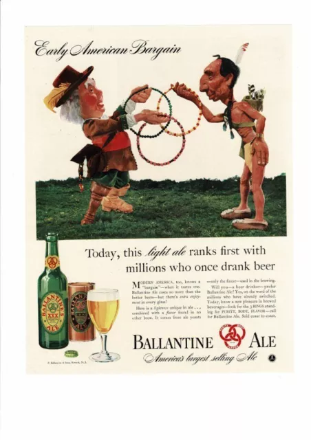 Vintage 1941 Ballantine Ale Beer Early American Peg Leg Juggling Ad Print